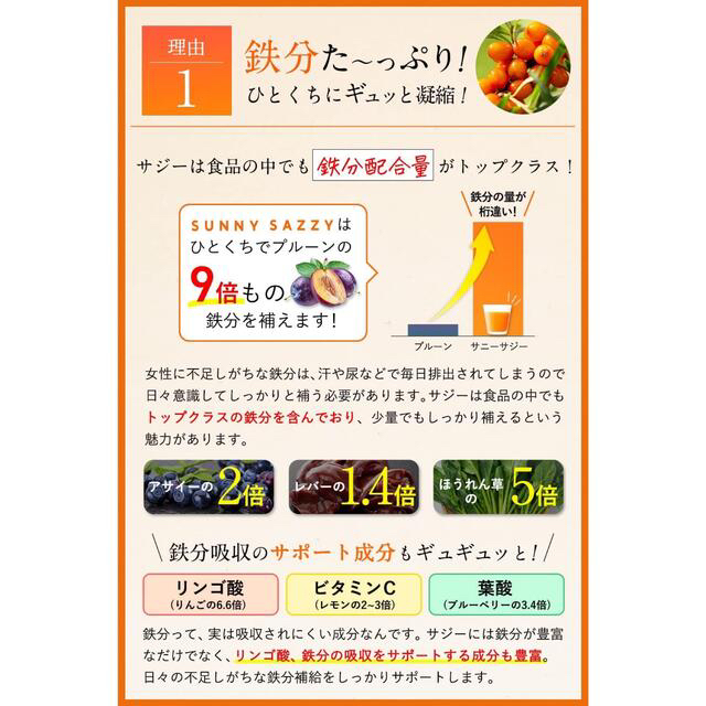 ルルル様専用　orkis SUNNY SAZZY サジー サニーサジー 鉄分  食品/飲料/酒の健康食品(ビタミン)の商品写真