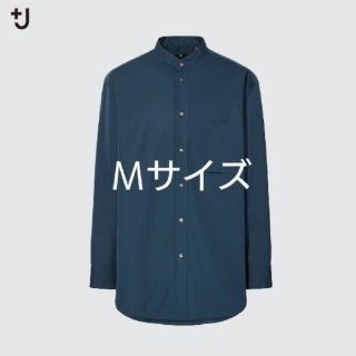 ユニクロ(UNIQLO)のUNIQLO＋J スーピマコットンオーバーサイズスタンドカラーシャツ ブルー M(シャツ)