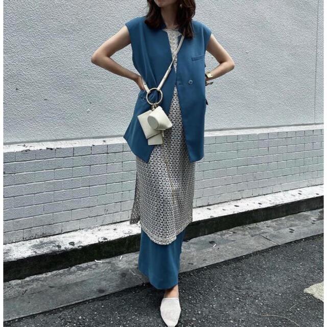 Ameri VINTAGE - OTONA WRAP VEST SET UP DRESS ブルーの通販 by niko