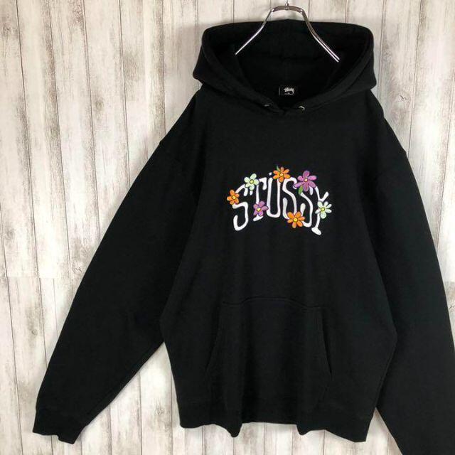 即完売品】STUSSY ステューシー 花柄 刺繍ロゴ 入手困難 パーカー 希少