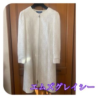 エムズグレイシー 38 ドレスコート綿66% オフホワイト色の 可愛い