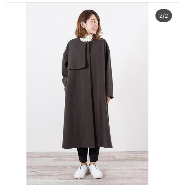 yori 18AW ウールメルトンノーカラーコート チャコール ☆美品☆ ヨリ