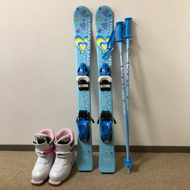スキー板　ブーツ　ビンディング　ポール　4点セット　ピュアコンシャス　こども スポーツ/アウトドアのスキー(板)の商品写真