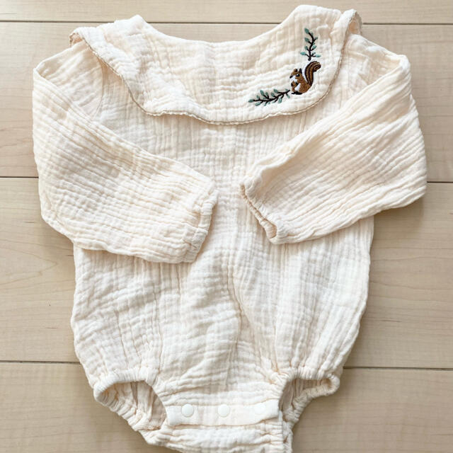 女の子ベビー　綿100%襟付きロンパース キッズ/ベビー/マタニティのベビー服(~85cm)(ロンパース)の商品写真