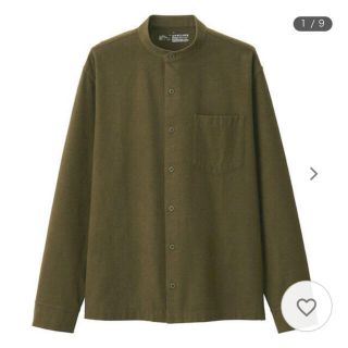 ムジルシリョウヒン(MUJI (無印良品))の無印良品 両面起毛フランネルスタンドカラーシャツ メンズ XS カーキグリーン(シャツ)