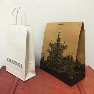 ディーゼル(DIESEL)のDIESEL ディーゼル ショッパー 白 茶 ショップ袋 紙袋(ショップ袋)