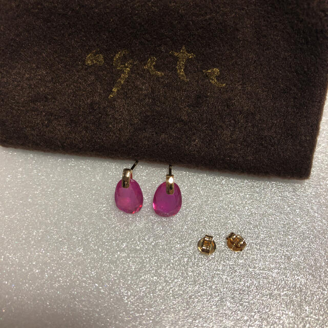 agete アガット 天然石 ピアス K10 - ピアス
