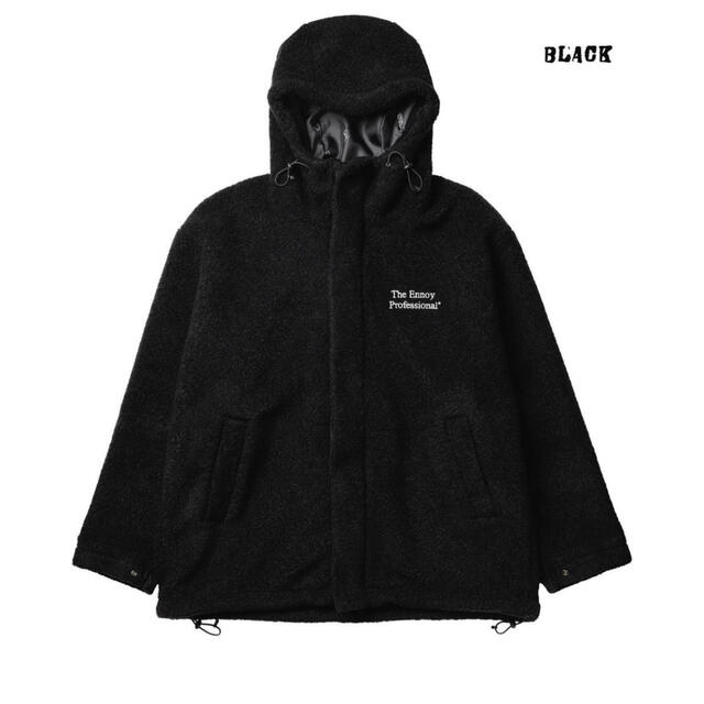 1LDK SELECT(ワンエルディーケーセレクト)の1回着用のみ！ennoy boa hooded jacket ブラック XL メンズのジャケット/アウター(ブルゾン)の商品写真