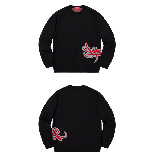 19sssupreme tag logo sweater 黒M 19ss立ち上げ