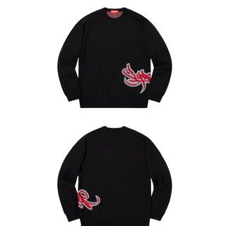 supreme 19ss tag logo sweater black  L 1
