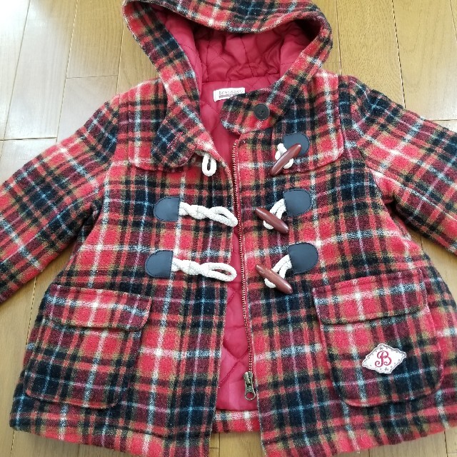 Branshes(ブランシェス)のBranshes チェック柄ダッフルコート 110 キッズ/ベビー/マタニティのキッズ服女の子用(90cm~)(コート)の商品写真