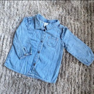 エイチアンドエム(H&M)のH&M デニムシャツ デニム　トップス　シャツ　フリル　80(シャツ/カットソー)