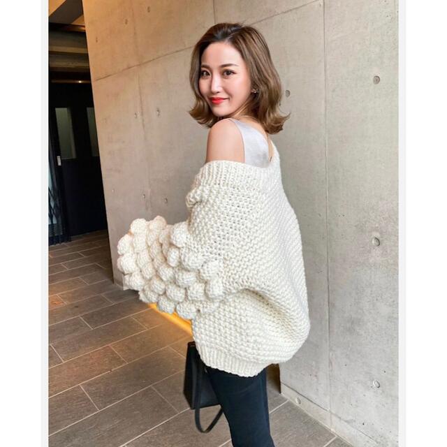 完売 シェリエ sheller ウール ハンドニット カーディガン オフ白 F