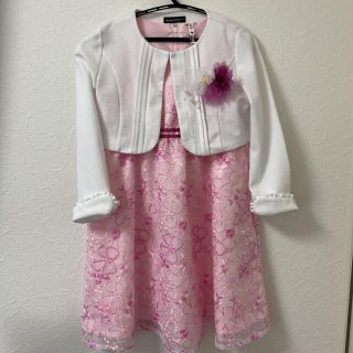 ベベ(BeBe)の美品☆BeBe オーガンジー フラワー刺繍フォーマル日本製ドレス☆小物付き(ドレス/フォーマル)