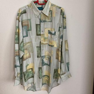 CONECT レトロ 総柄シャツ ブラウン 長袖