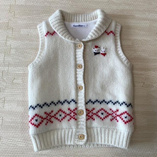 familiar(ファミリア)の専用　familiar カウチンベスト　100 キッズ/ベビー/マタニティのキッズ服女の子用(90cm~)(ニット)の商品写真