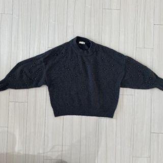 エイチアンドエム(H&M)のエイチアンドエム　H&M ニット　トップス　ビジュー　ドット　グレー　ZARA(ニット/セーター)