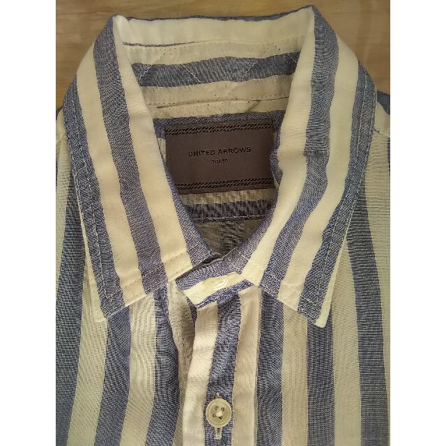UNITED ARROWS(ユナイテッドアローズ)のYシャツ ストライプ ブルー 貝ボタン ガーゼ メンズのトップス(シャツ)の商品写真