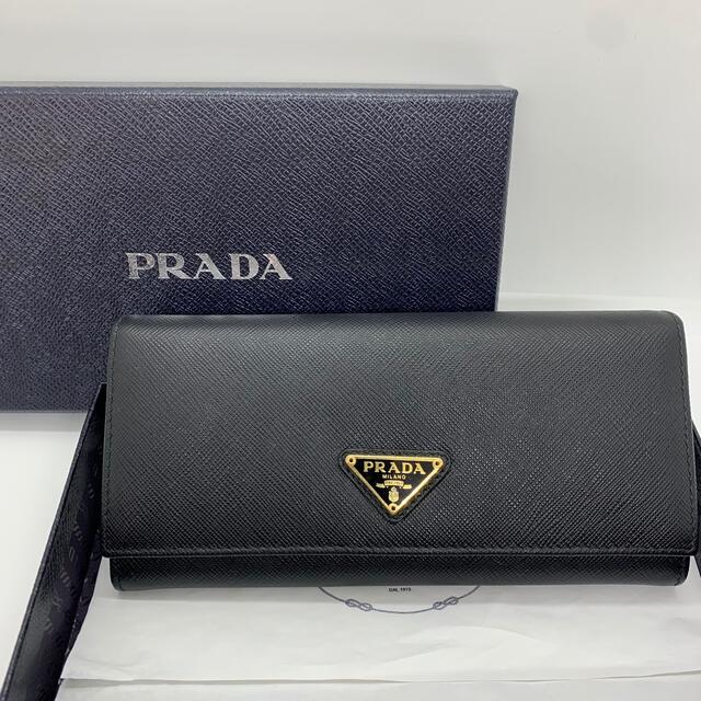 PRADA - 【極美品✨】PRADA サフィアーノ 長財布 黒 ブラック 箱付きの