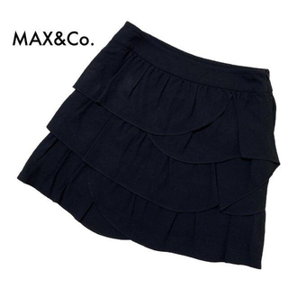 マックスアンドコー(Max & Co.)の美品max&coマックスアンドコー デザインミニスカート 38サイズM 黒 無地(ミニスカート)