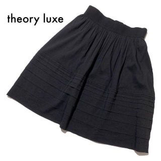 セオリーリュクス(Theory luxe)の美品 セオリーリュクス フレアスカート シンプル黒無地 麻 36 S 春夏 古着(ひざ丈スカート)