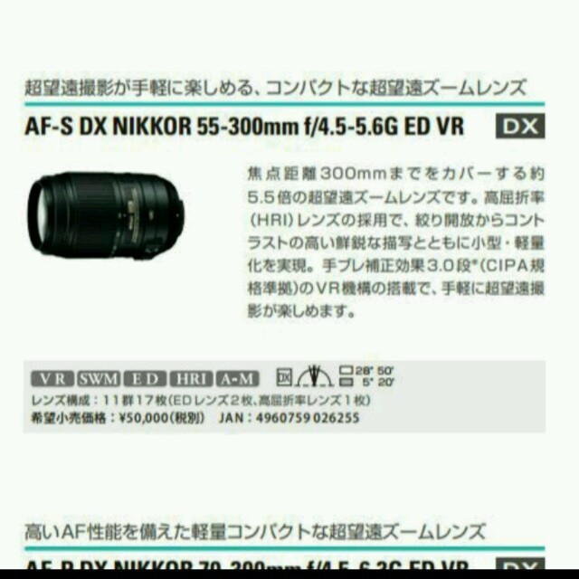 Nikon(ニコン)のNikon 一眼レフデビューに最適☆ 18-55mm 55-300mm スマホ/家電/カメラのカメラ(レンズ(ズーム))の商品写真