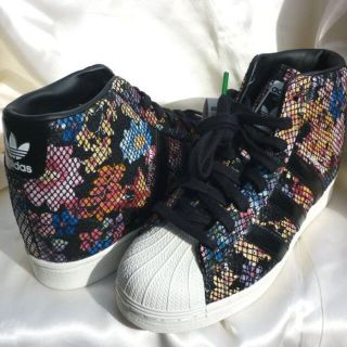 希少！ 新品 SUPERSTAR インヒール 花柄 ハイヒール 厚底 ハイカット