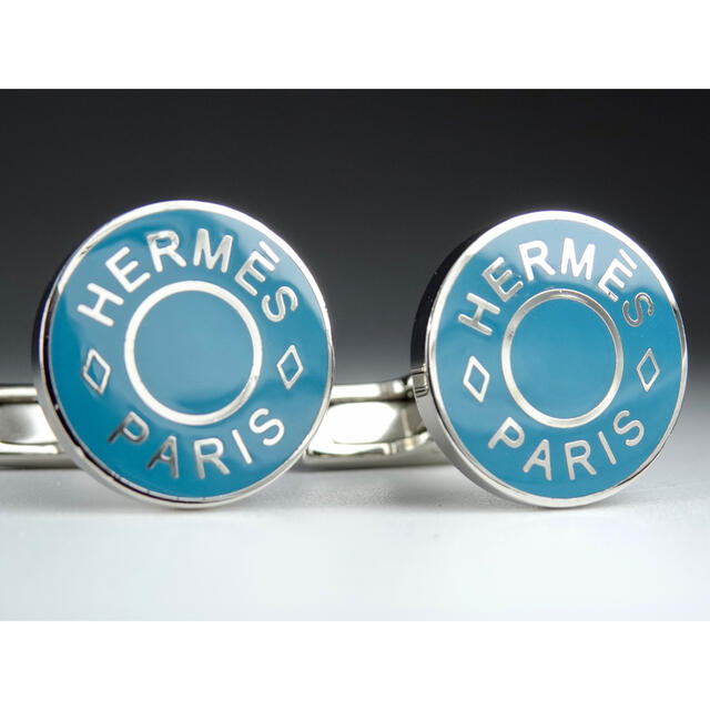 最も信頼できる Hermes エルメス ブルー リコル2 カフス カフリンクス