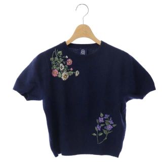 ケイタマルヤマ KEITA MARUYAMA ニット セーター 花柄刺繍 M 紺(ニット/セーター)