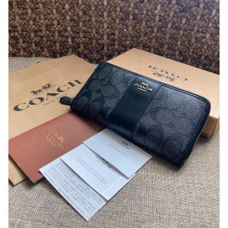 コーチ(COACH)の専用【本物・美品】COACH コーチ 長財布 ブラック×グレー PVC ラウンド(長財布)