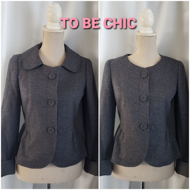 TO BE CHIC(トゥービーシック)の『専用』未使用品レベル　TO BE CHIC 2way 可愛いウールジャケット レディースのジャケット/アウター(ノーカラージャケット)の商品写真