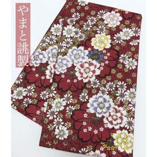 未使用品❣️【やまと誂製⭐️唐織袋帯】桜 ワインレッド 今様色(帯)