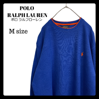 ポロラルフローレン(POLO RALPH LAUREN)のUSA古着 ポロ ラルフローレン ワッフル ロングスリーブ 青 オレンジ M(Tシャツ/カットソー(七分/長袖))