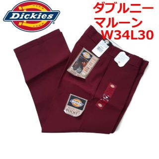 ディッキーズ(Dickies)の希少! W34L30 廃番 マルーン ワインレッド ディッキーズ ダブルニー(ワークパンツ/カーゴパンツ)