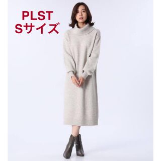 プラステ(PLST)のほぼ新品＊星玲奈さん着 PLST 暖か*キャメルブレンドオフタートルニットワンピ(ひざ丈ワンピース)