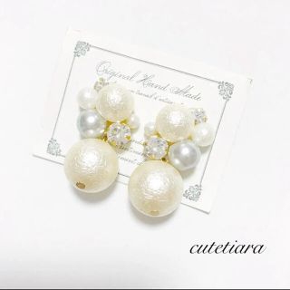 イヤリング可能❤️高品質グレーパール×大粒パールピアスイヤリング(ピアス)