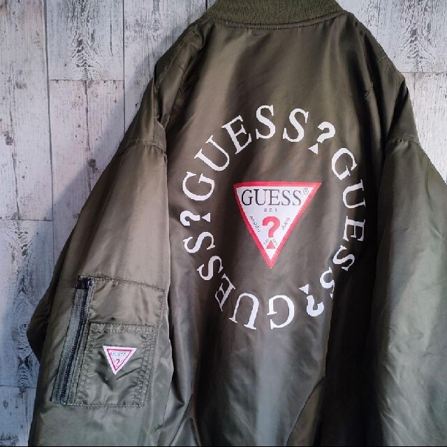 Guess ビック バック 別注プリント MA1 ジャケット 刺繍 ロゴ 古着 店舗情報 guess MA-1 ジャケット その他
