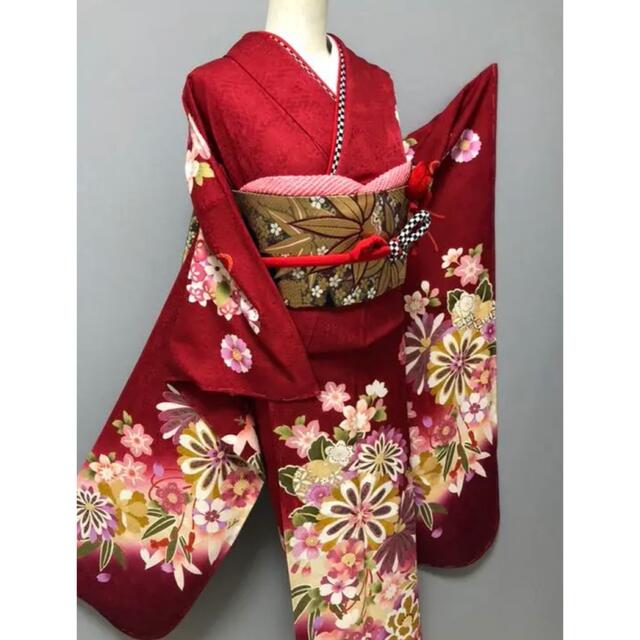 特価価格❣【吉祥花文様⭐金駒刺繍 振袖】レッド 赤 トールサイズ レディースの水着/浴衣(振袖)の商品写真