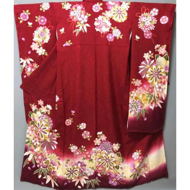 特価価格❣【吉祥花文様⭐金駒刺繍 振袖】レッド 赤 トールサイズ レディースの水着/浴衣(振袖)の商品写真