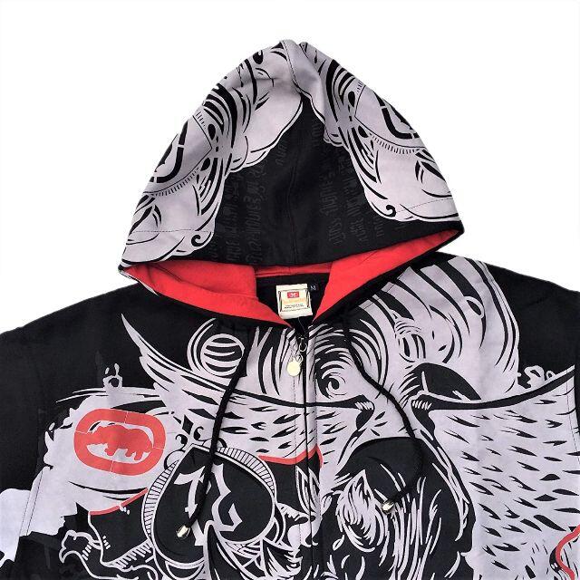 ECKŌ UNLTD（ECKO UNLTD）(エコーアンリミテッド)のECKO UNltd ライノプリント ジップアップパーカー ブラック L メンズのトップス(パーカー)の商品写真