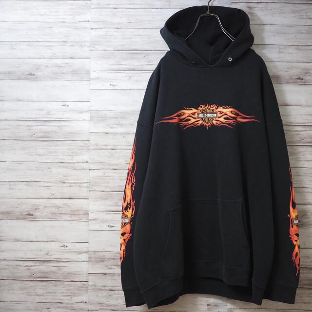 Harley Davidson - Harley-Davidson 00's ファイヤーパターンフーディ