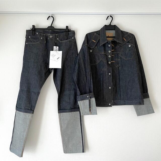 新品〉ANREALAGE デニムジャケット&デニムパンツ セットアップ M 新品〉ANREALAGE デニムジャケット&デニムパンツ セットアップ M