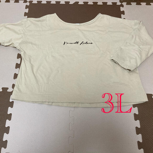 長袖Tシャツ　３Ｌ　サンドベージュ レディースのトップス(Tシャツ(長袖/七分))の商品写真