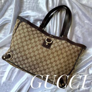 グッチ(Gucci)の《GUCCI》グッチ　トートバッグ　GG ジャガード　キャンバス　レザー　A4(トートバッグ)