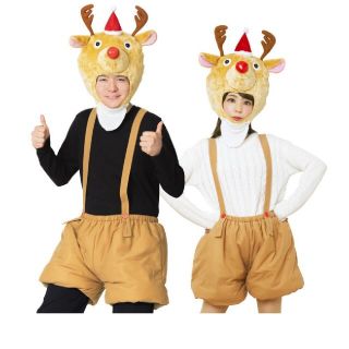 クリパもこもこパンツトナカイコスプレ被り物とパンツのセットクリスマスパーティー(衣装一式)