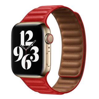 アップルウォッチ(Apple Watch)のApple Watch バンド レザーループ　 Wine red（赤）(レザーベルト)