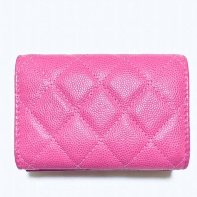 CHANEL(シャネル)のCHANEL シャネル　スモールウォレット　3つ折り財布　キャビアスキン　ピンク レディースのファッション小物(財布)の商品写真