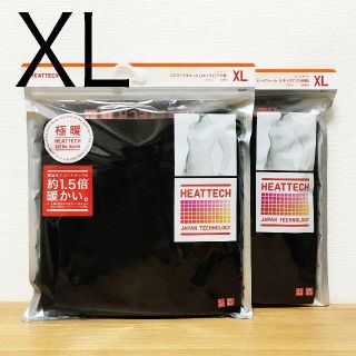 ユニクロ(UNIQLO)の２枚　ヒートテック エクストラウォーム 極暖 UネックT　黒 XL　ユニクロ(Tシャツ(長袖/七分))