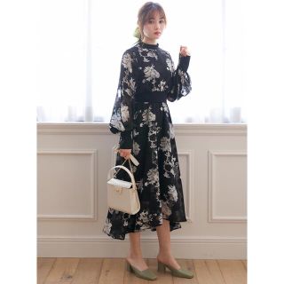 グレイル(GRL)のGRL 花柄シフォンワンピース[k8647a](ロングワンピース/マキシワンピース)