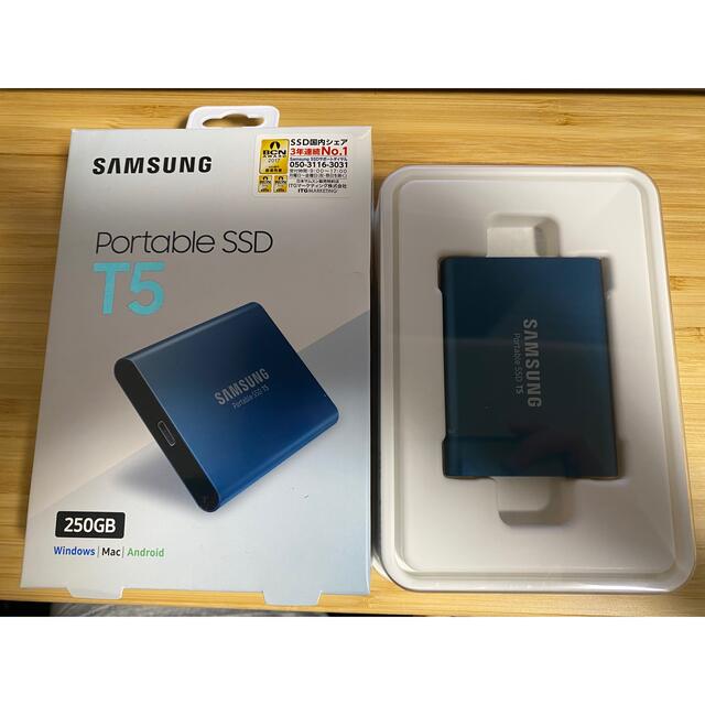 SAMSUNG(サムスン)のSamsung SSD T5 250GB スマホ/家電/カメラのPC/タブレット(PCパーツ)の商品写真
